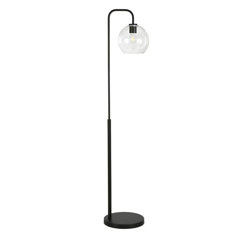 Home Outfitters 62" Black Arched Floor Lamp With Clear Transparent Glass Globe Shade