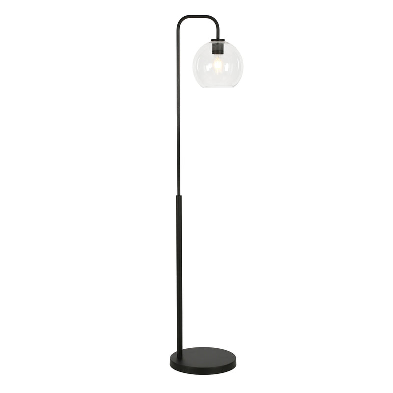 Home Outfitters 62" Black Arched Floor Lamp With Clear Transparent Glass Globe Shade