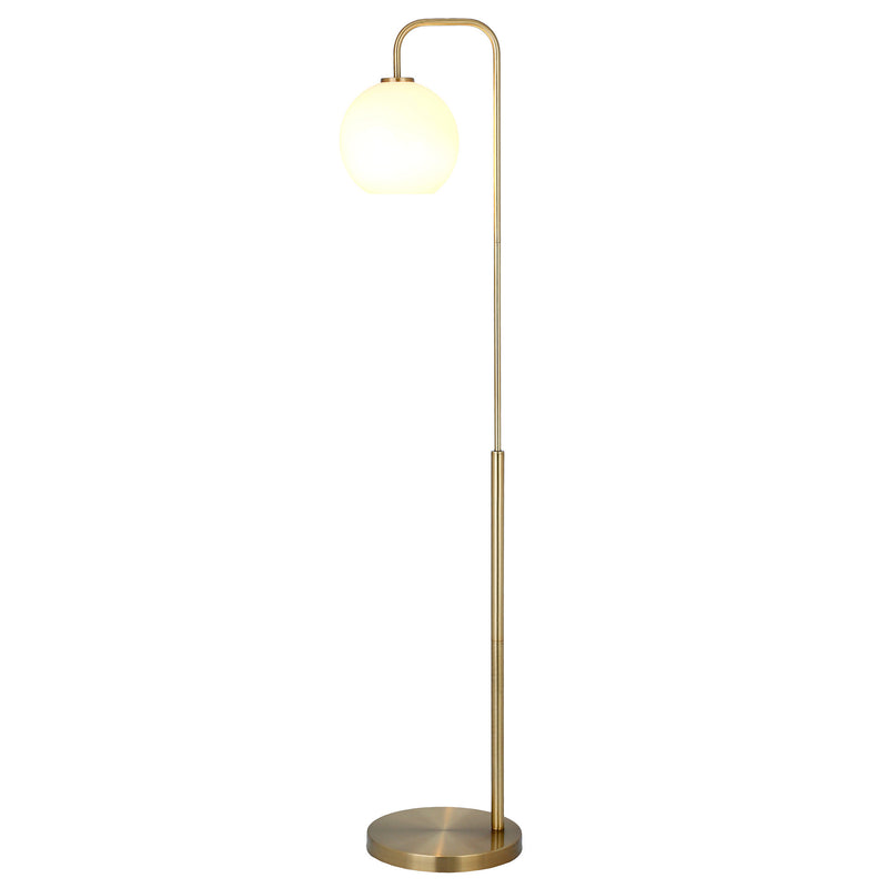 Home Outfitters 62" Brass Arched Floor Lamp With White Frosted Glass Globe Shade