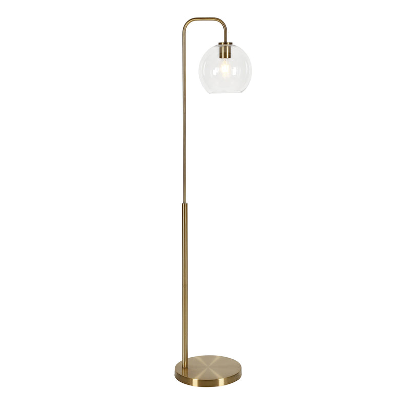 Home Outfitters 62" Brass Arched Floor Lamp With Clear Transparent Glass Globe Shade