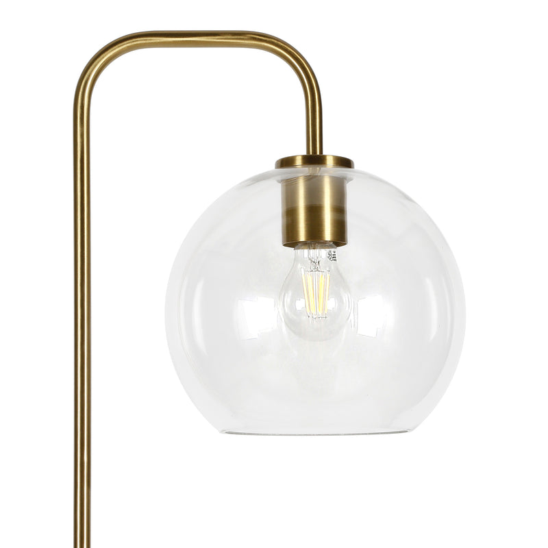 Home Outfitters 62" Brass Arched Floor Lamp With Clear Transparent Glass Globe Shade