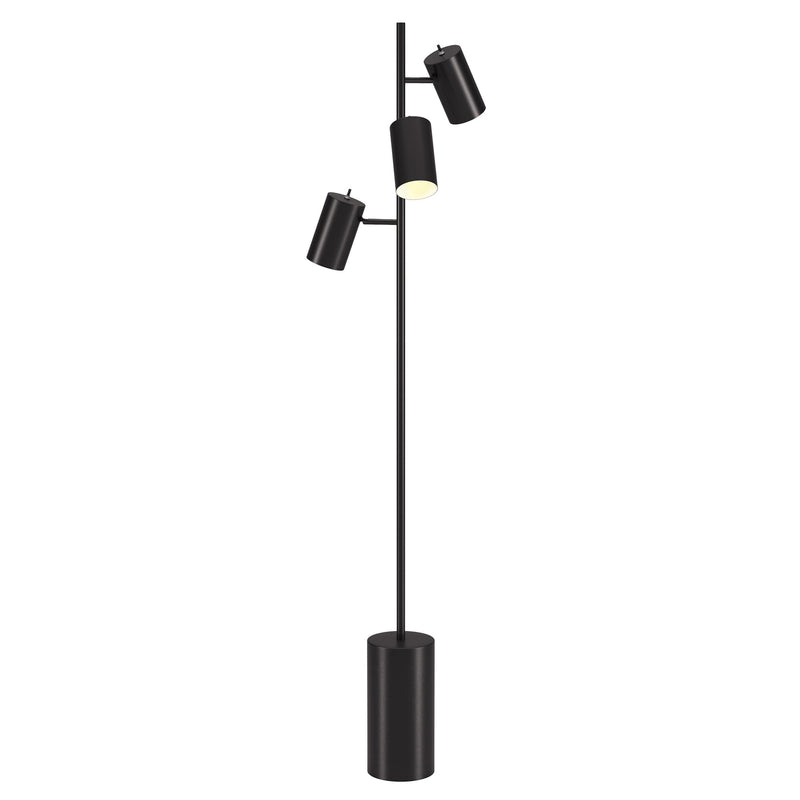 Home Outfitters 65" Black Three Light Tree Floor Lamp With Black Drum Shade