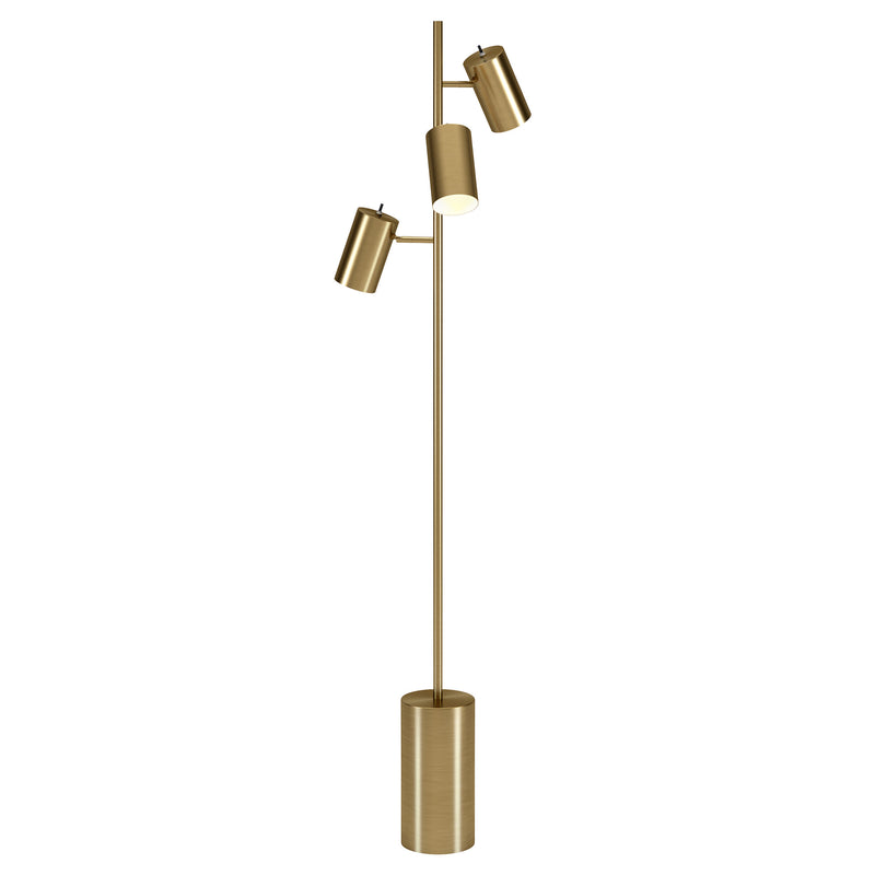 Home Outfitters 65" Brass Three Light Tree Floor Lamp With Brass Drum Shade