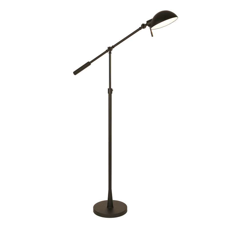 Home Outfitters 61" Black Adjustable Swing Arm Floor Lamp With Black Cone Shade