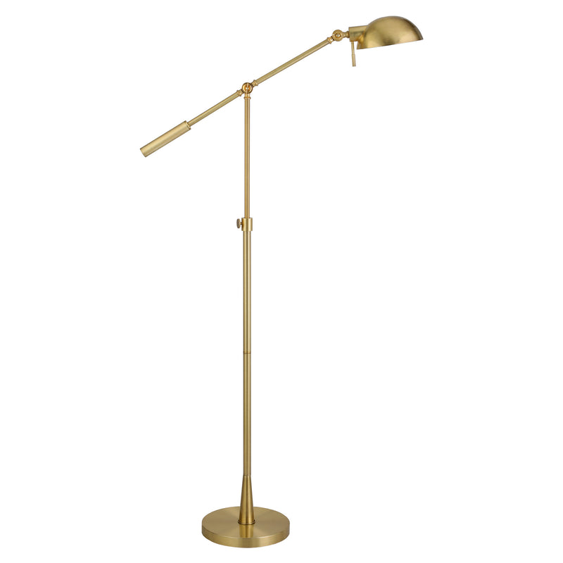 Home Outfitters 61" Brass Adjustable Swing Arm Floor Lamp With Gold Cone Shade