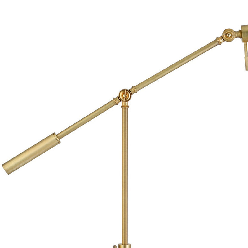 Home Outfitters 61" Brass Adjustable Swing Arm Floor Lamp With Gold Cone Shade