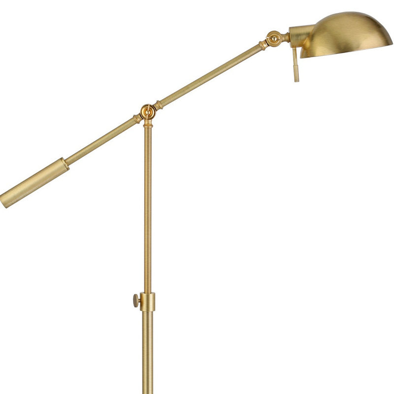 Home Outfitters 61" Brass Adjustable Swing Arm Floor Lamp With Gold Cone Shade