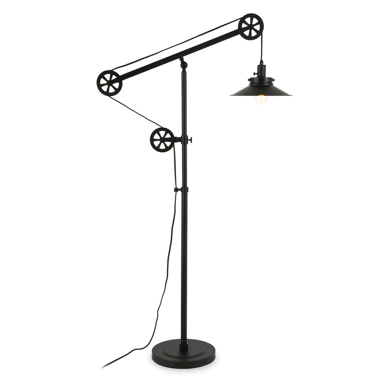 Home Outfitters 63" Black Reading Floor Lamp With Black Cone Shade