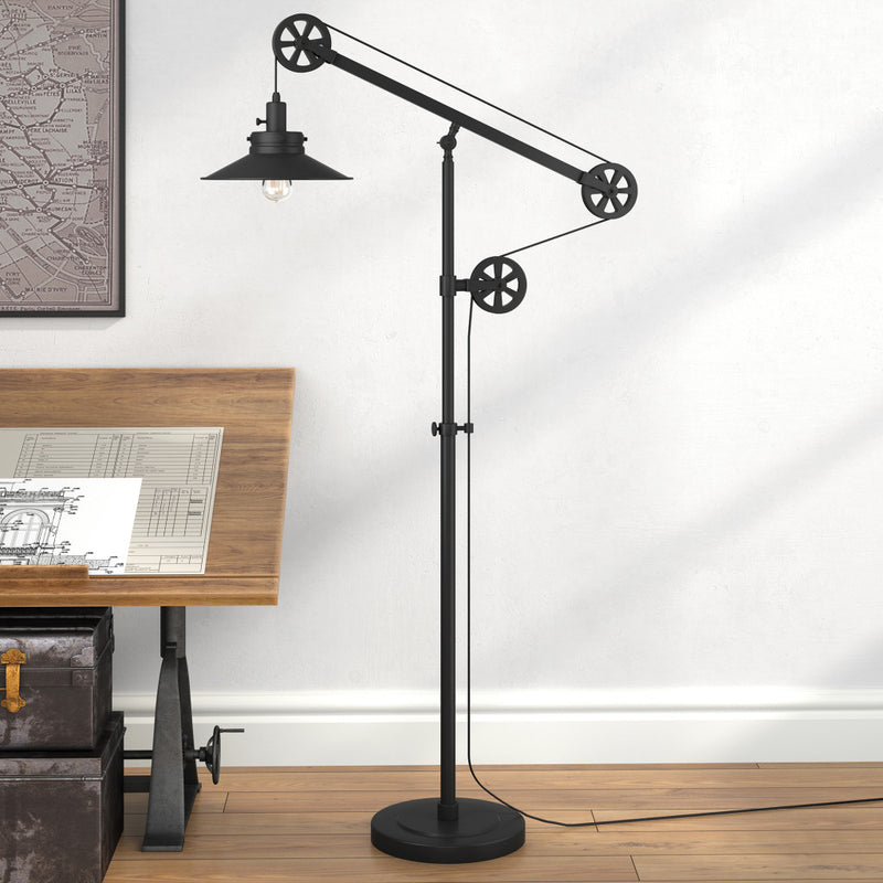 Home Outfitters 63" Black Reading Floor Lamp With Black Cone Shade