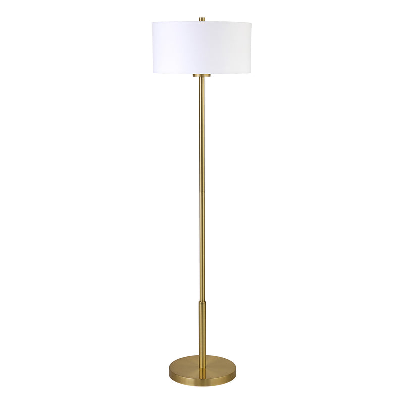 Home Outfitters 61" Brass Traditional Shaped Floor Lamp With White Drum Shade