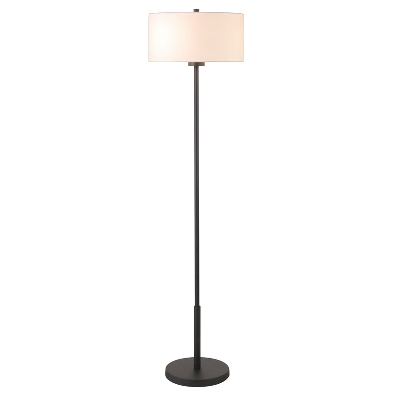 Home Outfitters 61" Black Traditional Shaped Floor Lamp With White Drum Shade