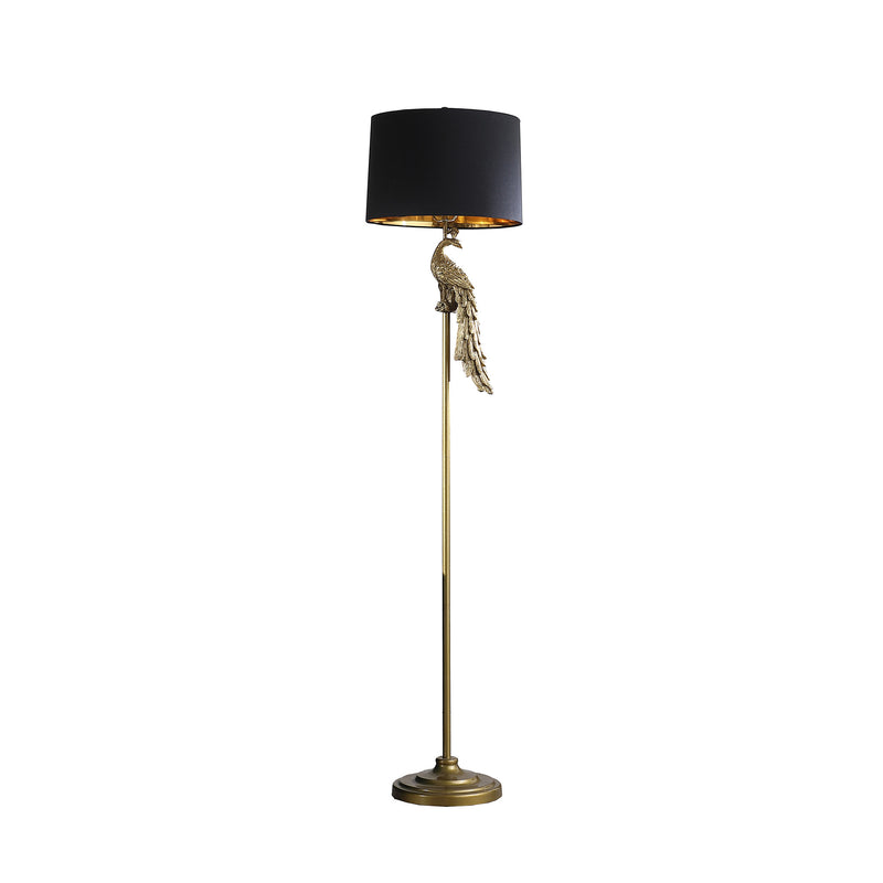 Home Outfitters 65" Burnished Gold Floor Lamp With Black Drum Shade