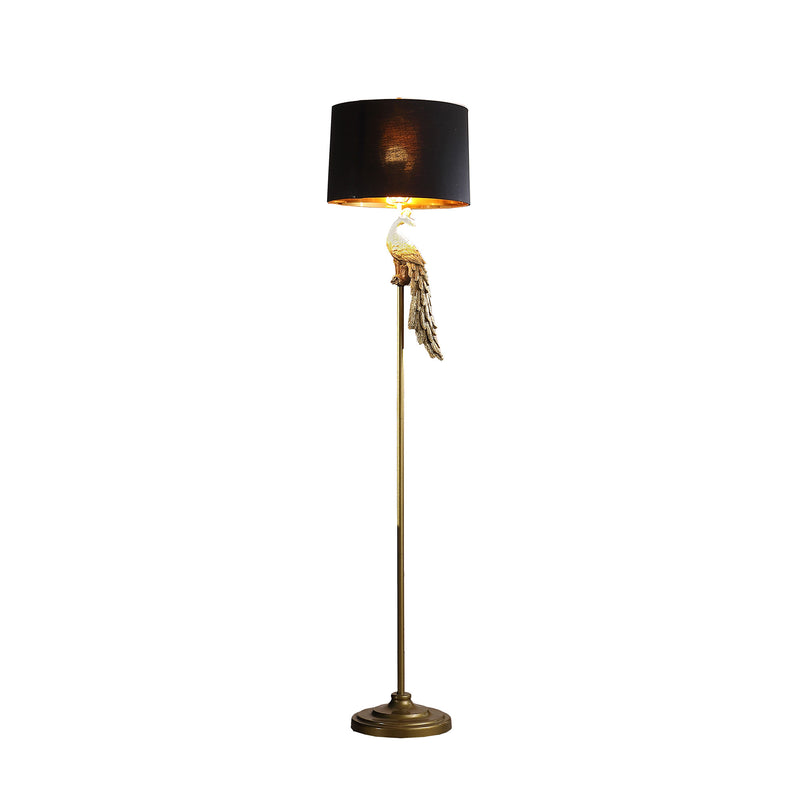 Home Outfitters 65" Burnished Gold Floor Lamp With Black Drum Shade