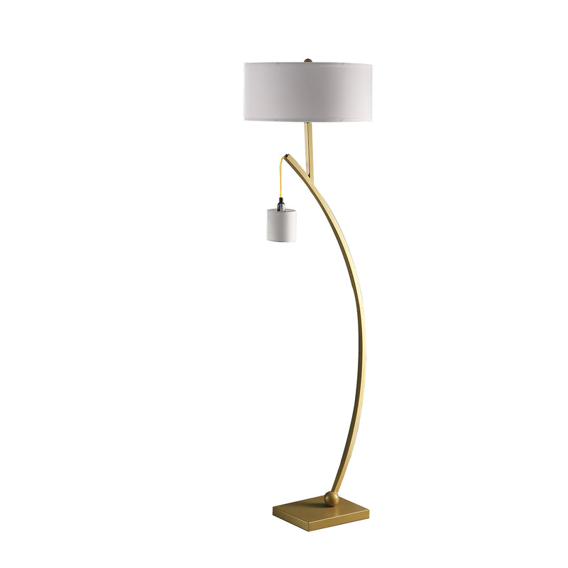 Home Outfitters 59" Matte Gold Dual Arc Floor Lamp With White Drum Shade