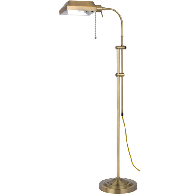 Home Outfitters 57" Brass Adjustable Traditional Shaped Floor Lamp With Bronze Square Shade