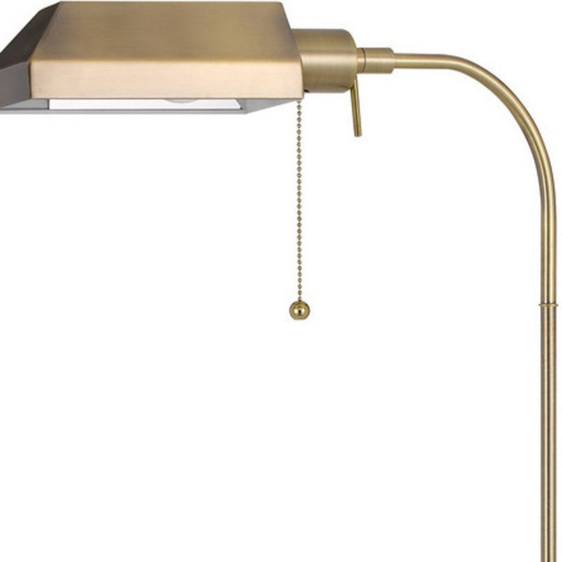 Home Outfitters 57" Brass Adjustable Traditional Shaped Floor Lamp With Bronze Square Shade