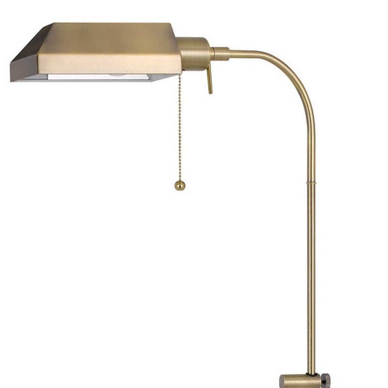 Home Outfitters 57" Brass Adjustable Traditional Shaped Floor Lamp With Bronze Square Shade