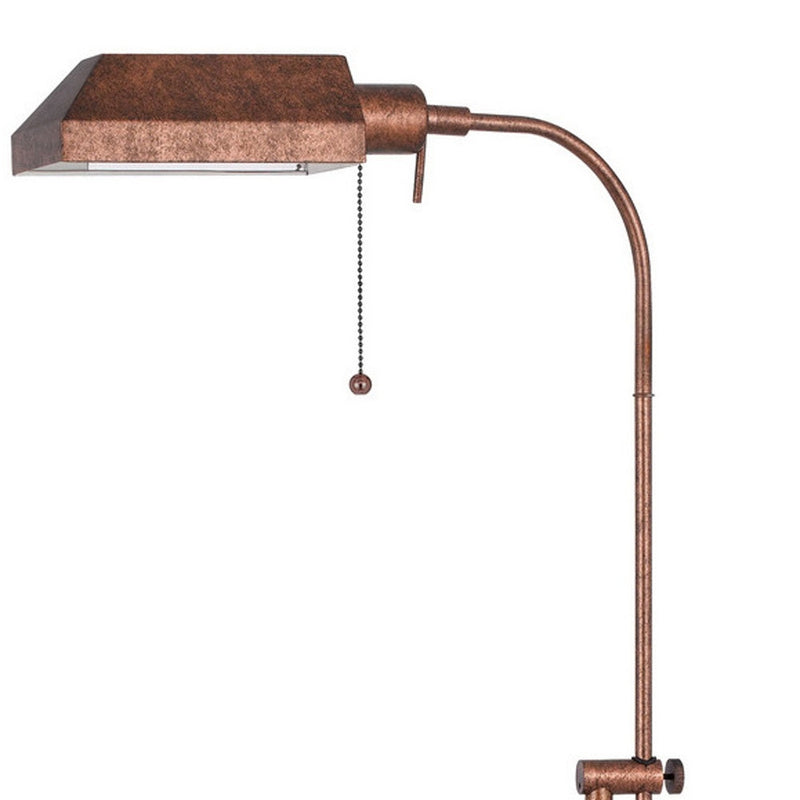 Home Outfitters 57" Rusted Adjustable Traditional Shaped Floor Lamp With Rust Square Shade