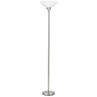 Home Outfitters 70" Nickel Torchiere Floor Lamp With White Frosted Glass Dome Shade