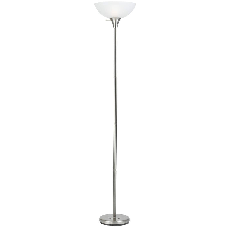 Home Outfitters 70" Nickel Torchiere Floor Lamp With White Frosted Glass Dome Shade