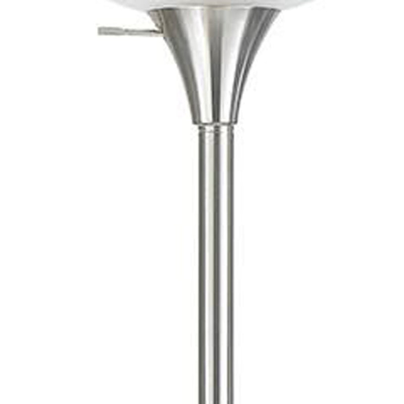 Home Outfitters 70" Nickel Torchiere Floor Lamp With White Frosted Glass Dome Shade