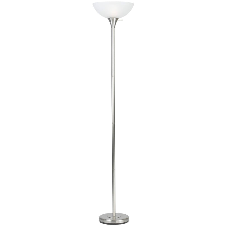 Home Outfitters 70" Nickel Torchiere Floor Lamp With White Frosted Glass Dome Shade