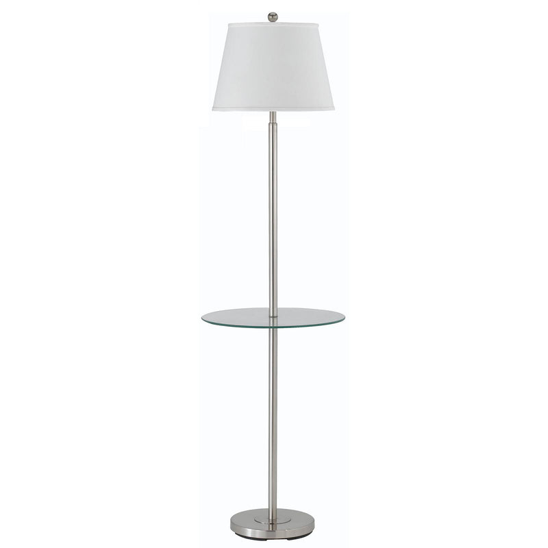 Home Outfitters 60" Nickel Tray Table Floor Lamp With White Transparent Glass Square Shade