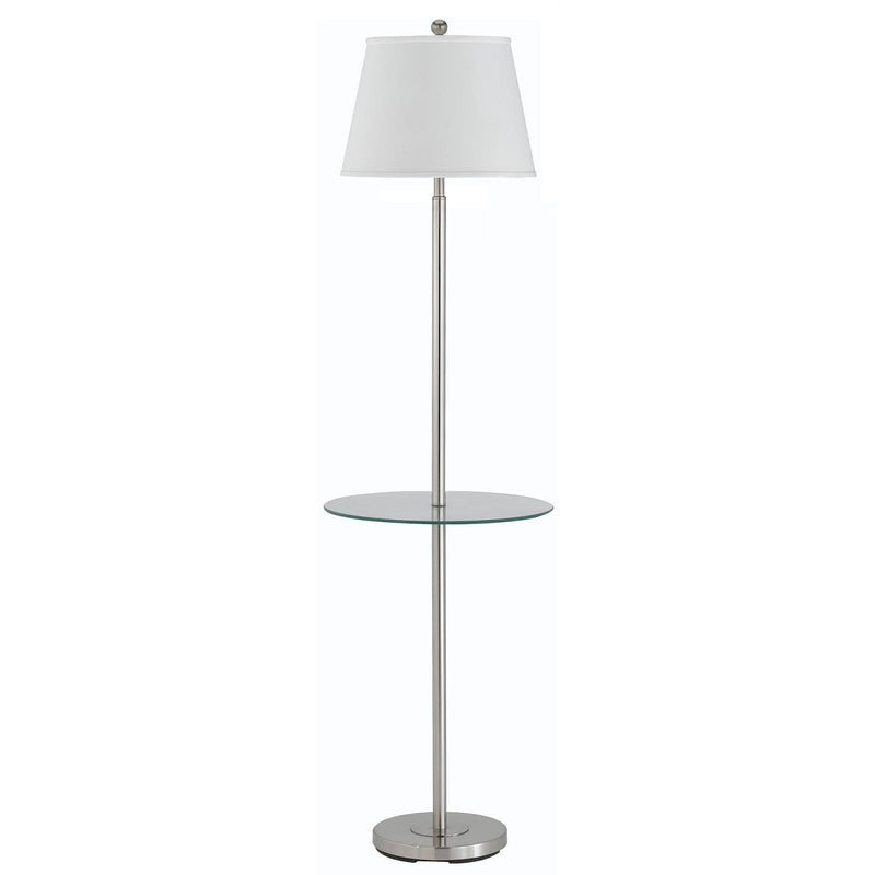 Home Outfitters 60" Nickel Tray Table Floor Lamp With White Transparent Glass Square Shade