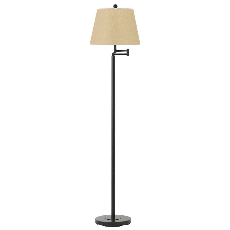 Home Outfitters 60" Bronze Swing Arm Floor Lamp With White Square Shade
