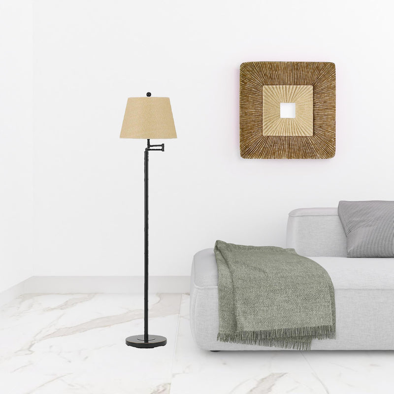Home Outfitters 60" Bronze Swing Arm Floor Lamp With White Square Shade