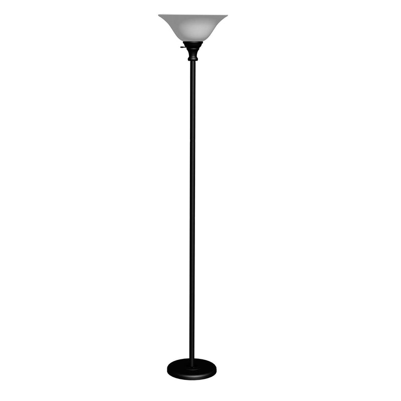 Home Outfitters 71" Black Torchiere Floor Lamp With Black Frosted Glass Dome Shade