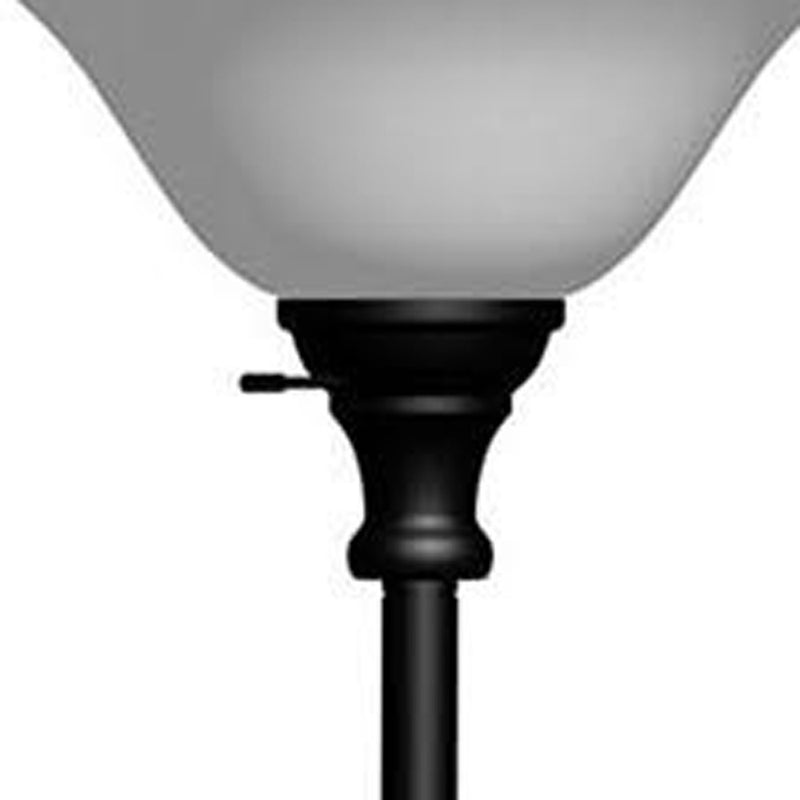 Home Outfitters 71" Black Torchiere Floor Lamp With Black Frosted Glass Dome Shade