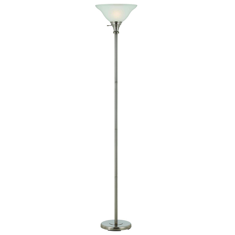 Home Outfitters 71" Nickel Torchiere Floor Lamp With Clear Frosted Glass Dome Shade