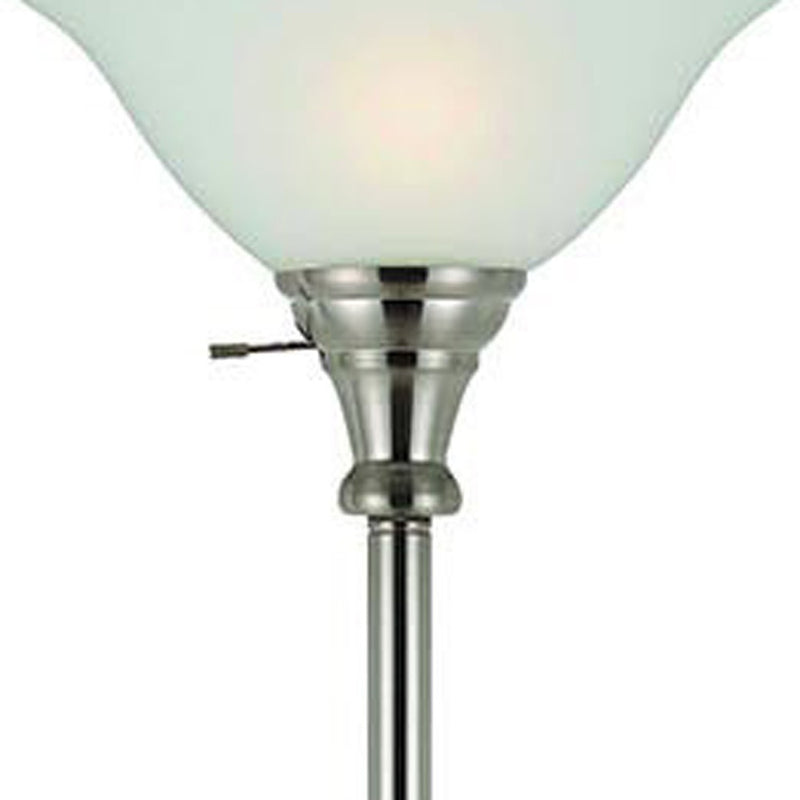 Home Outfitters 71" Nickel Torchiere Floor Lamp With Clear Frosted Glass Dome Shade