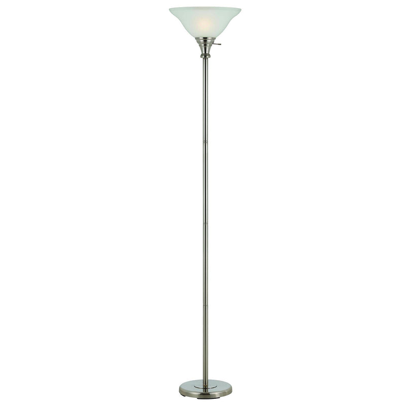 Home Outfitters 71" Nickel Torchiere Floor Lamp With Clear Frosted Glass Dome Shade