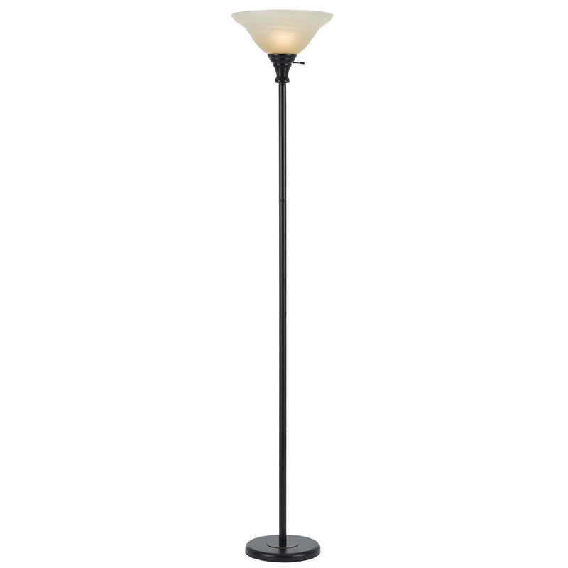 Home Outfitters 71" Bronze Torchiere Floor Lamp With Beige Frosted Glass Dome Shade