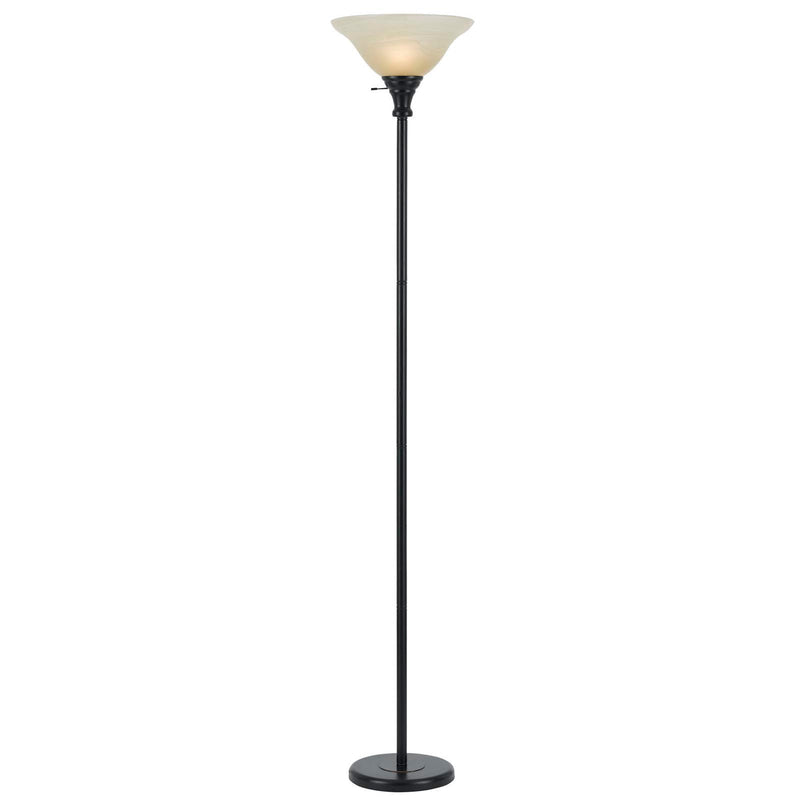 Home Outfitters 71" Bronze Torchiere Floor Lamp With Beige Frosted Glass Dome Shade