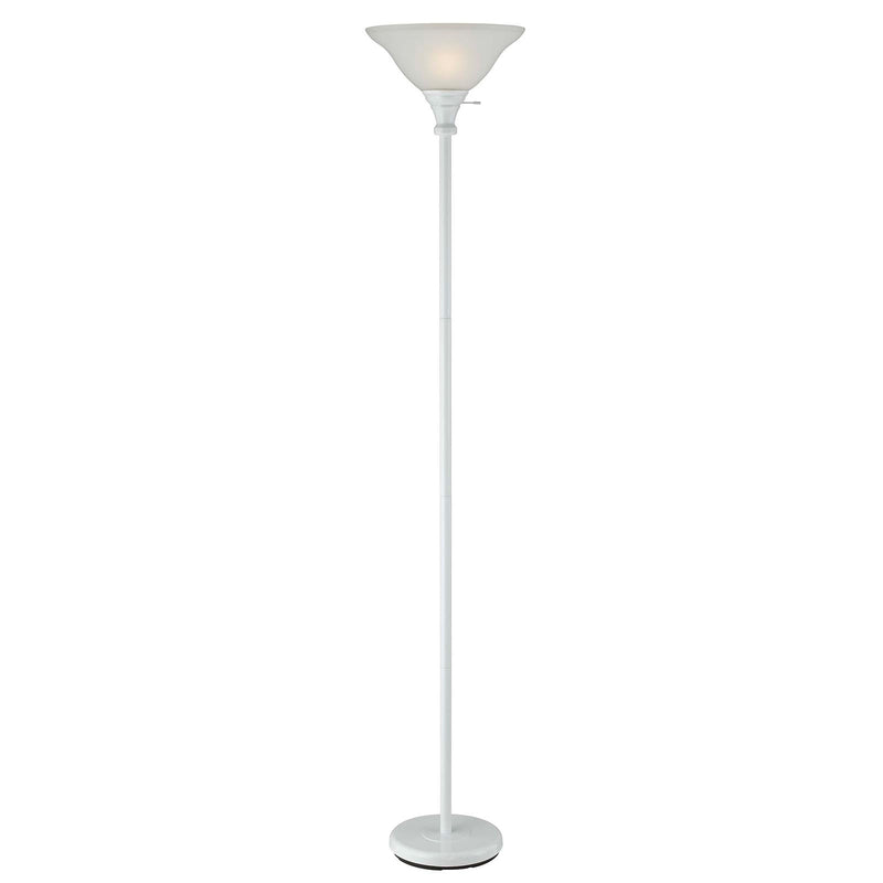 Home Outfitters 71" White Torchiere Floor Lamp With White Frosted Glass Dome Shade