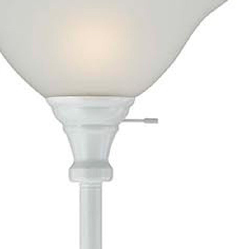 Home Outfitters 71" White Torchiere Floor Lamp With White Frosted Glass Dome Shade