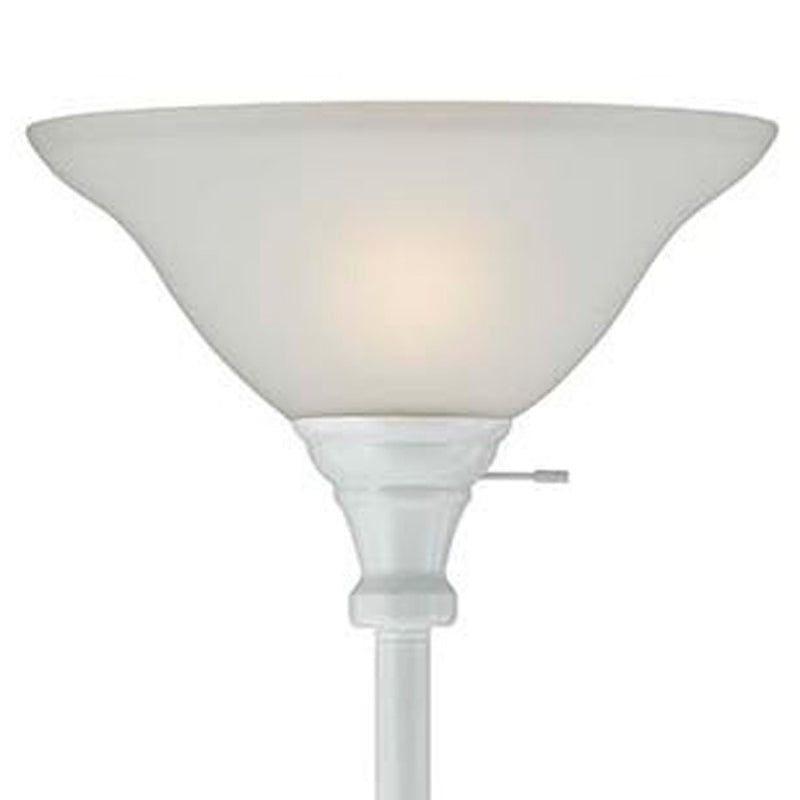 Home Outfitters 71" White Torchiere Floor Lamp With White Frosted Glass Dome Shade