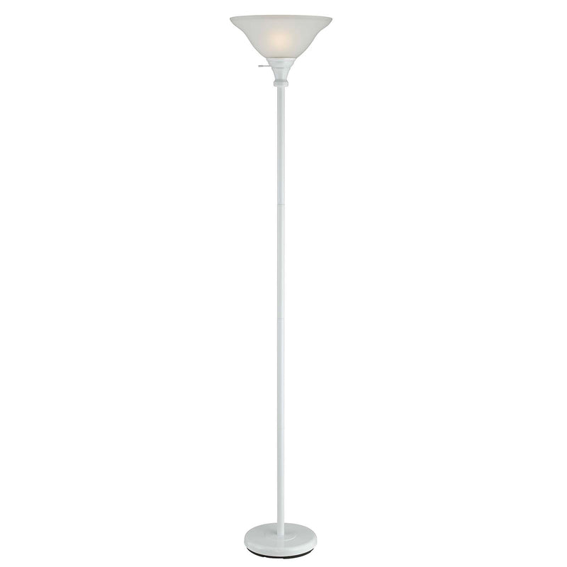 Home Outfitters 71" White Torchiere Floor Lamp With White Frosted Glass Dome Shade