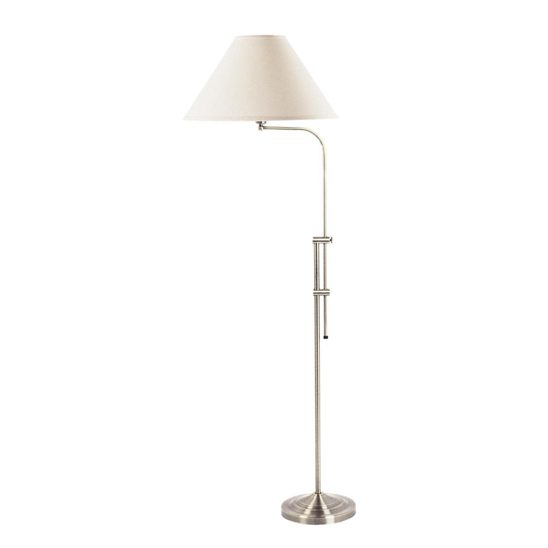 Home Outfitters 68" Nickel Adjustable Traditional Shaped Floor Lamp With White Empire Shade