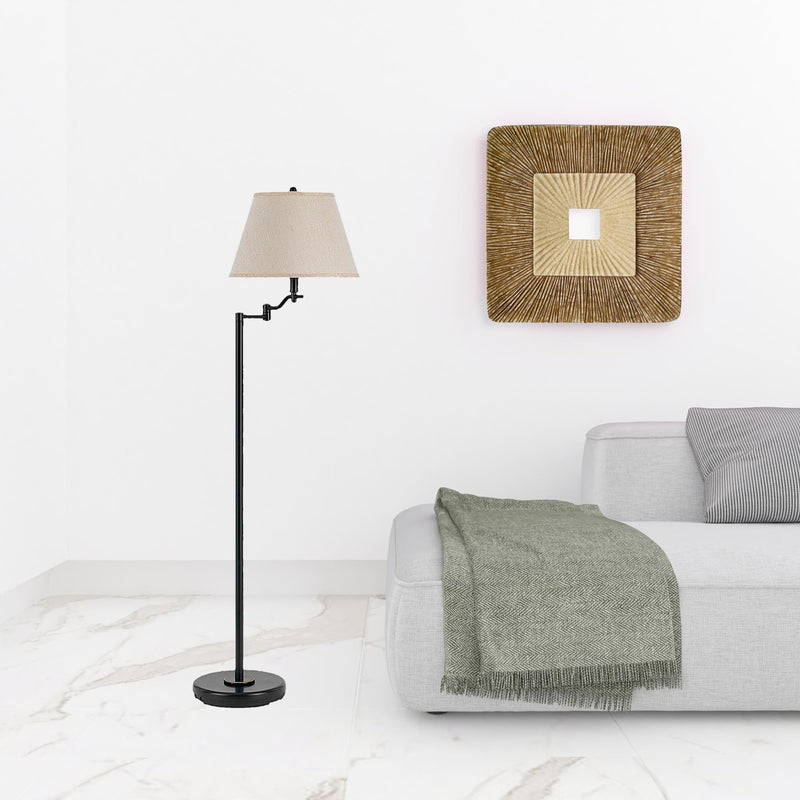 Home Outfitters 60" Bronze Swing Arm Floor Lamp With Beige Empire Shade