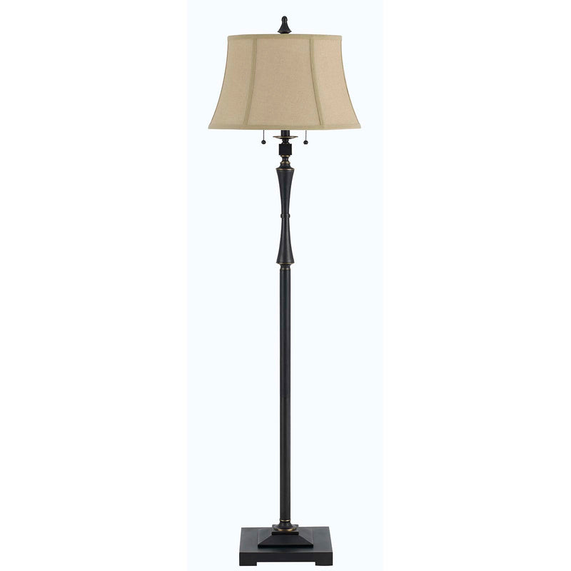 Home Outfitters 61" Bronze Two Light Traditional Shaped Floor Lamp With Brown Square Shade