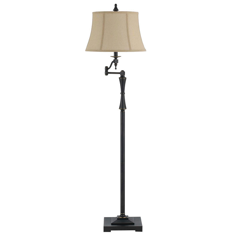 Home Outfitters 61" Bronze Swing Arm Floor Lamp With Brown Square Shade