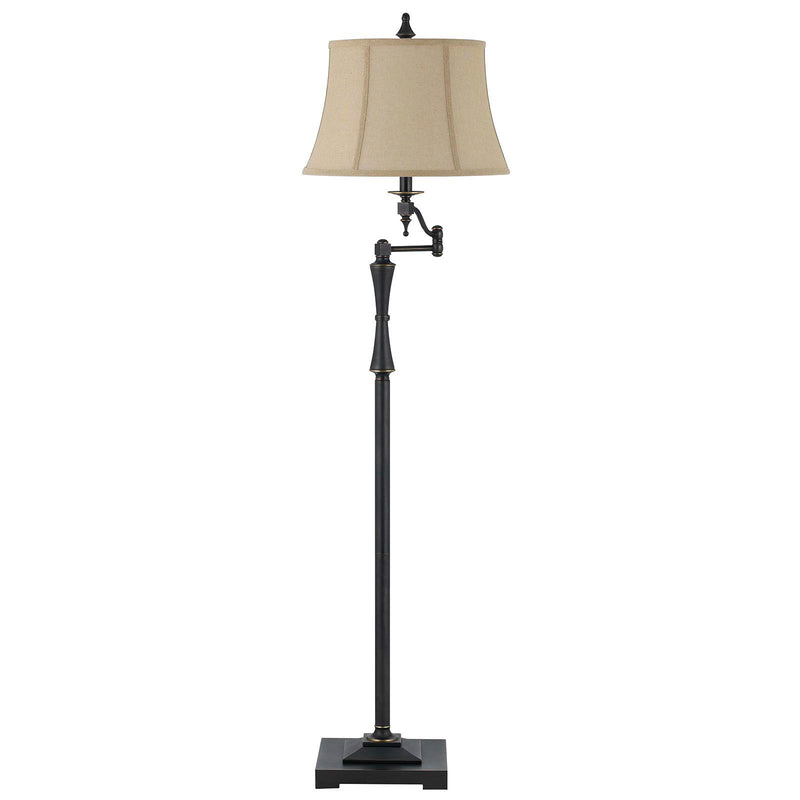 Home Outfitters 61" Bronze Swing Arm Floor Lamp With Brown Square Shade