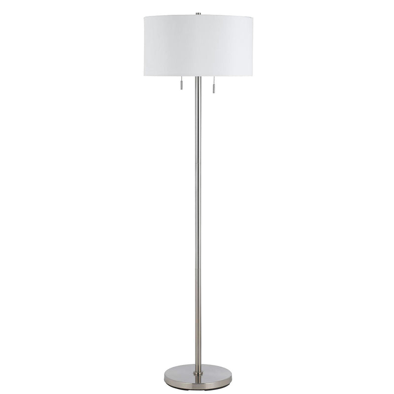 Home Outfitters 59" Nickel Two Light Traditional Shaped Floor Lamp With White Rectangular Shade