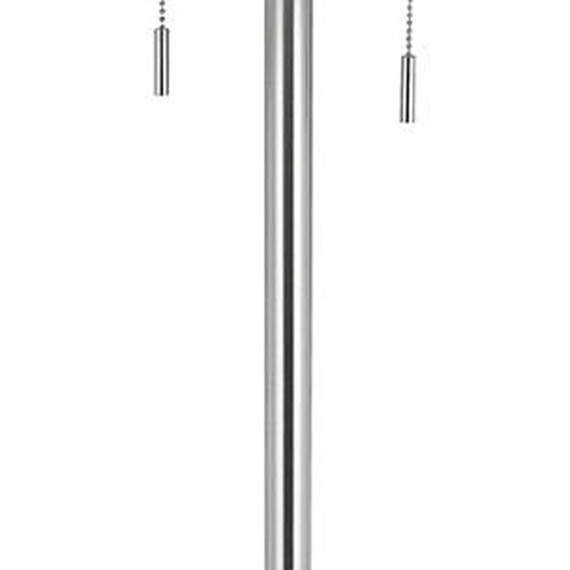 Home Outfitters 59" Nickel Two Light Traditional Shaped Floor Lamp With White Rectangular Shade