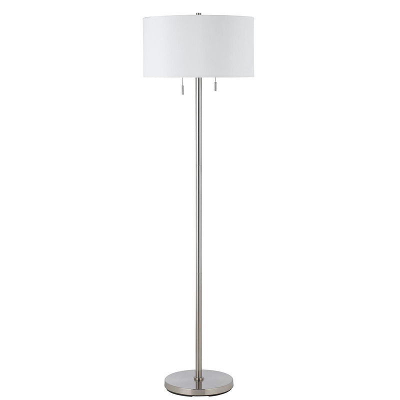 Home Outfitters 59" Nickel Two Light Traditional Shaped Floor Lamp With White Rectangular Shade