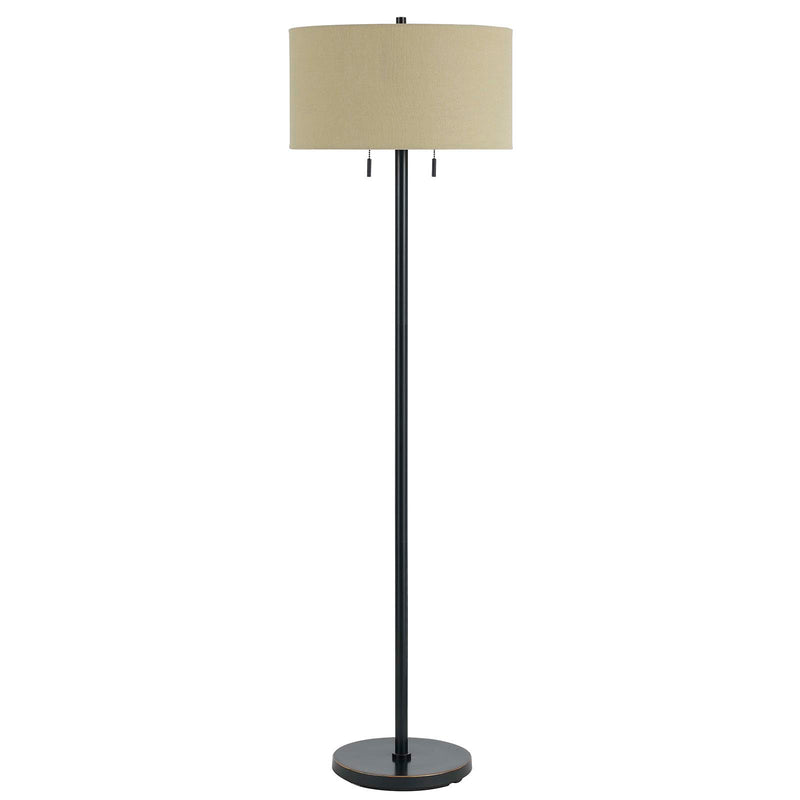 Home Outfitters 59" Bronze Two Light Traditional Shaped Floor Lamp With Brown Rectangular Shade